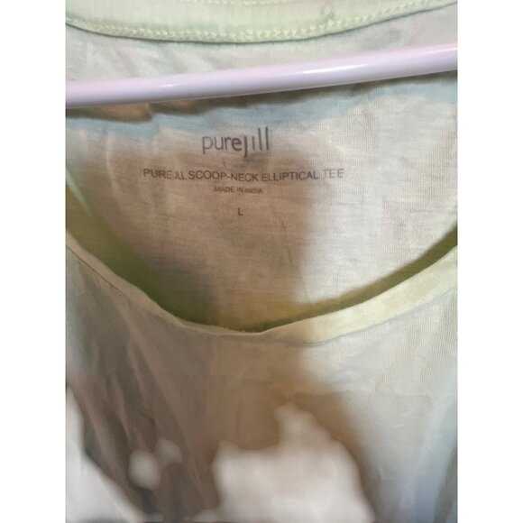 Pure Jill Scoop-Neck Elliptical Tee In Light Green 100% Pima Cotton Size L - Picture 3 of 5